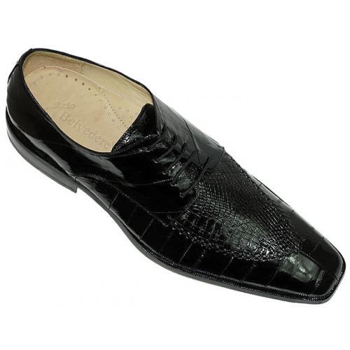 Belvedere "Luigi" Black Alligator/Eel Shoes